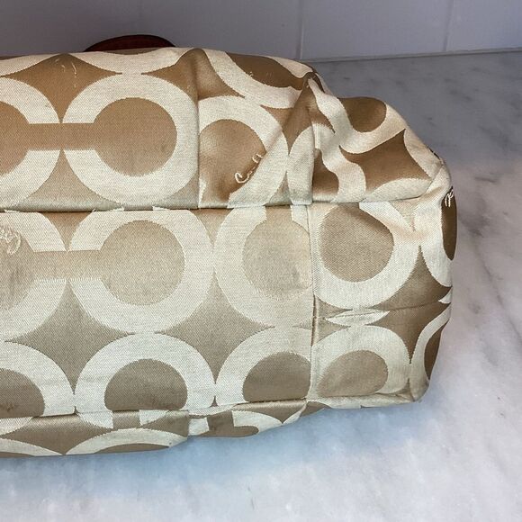 Coach Maggie Madison TanOrange OpArt Classic Hobo - Picture 8 of 16